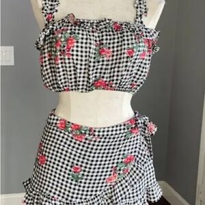 Floral Gingham Women's Skirt